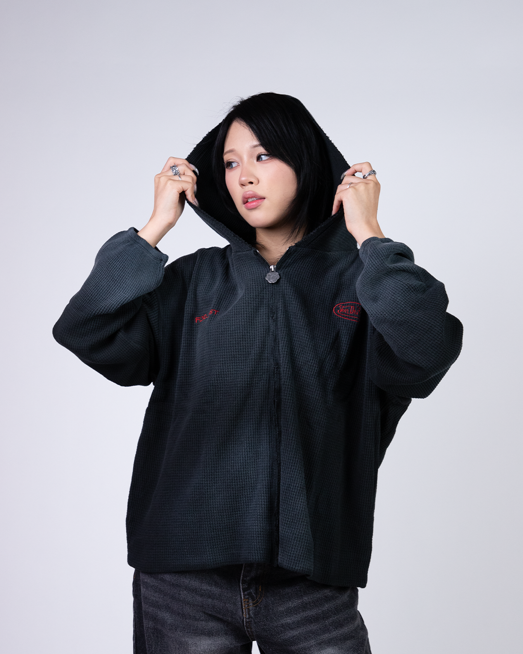 FlyQuest x Von Dutch Distressed Waffle Zip