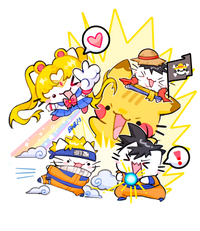 Basil Anime Cats Print